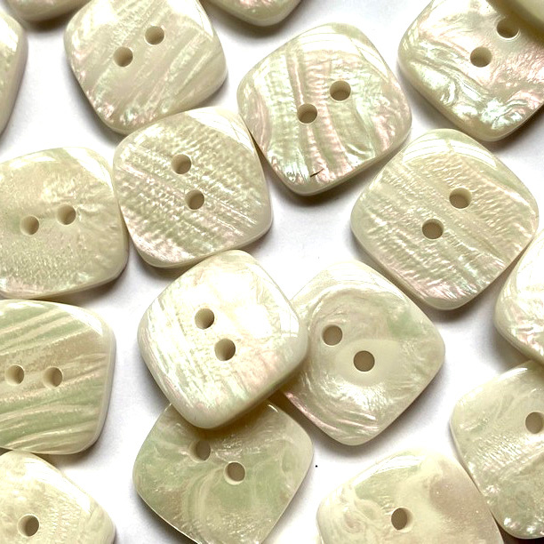 TGB5889 Square Resin Pearly Opal Sewing Buttons - 20mm