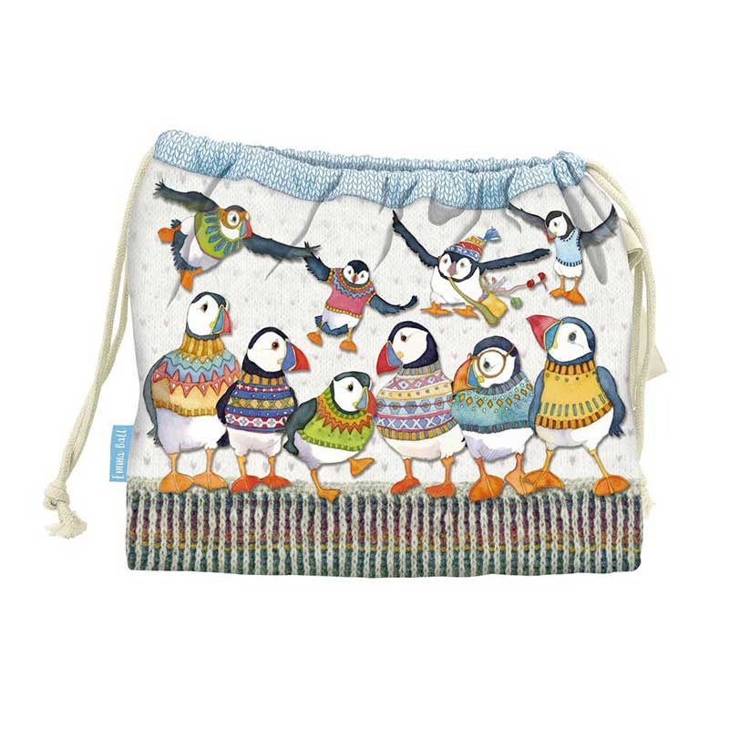 Emma Ball Emma Ball Woolly Puffins Drawstring Bag