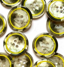 Textile Garden TGB5969 Mottled Shell Button with Yellow Rim - 20mm