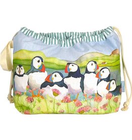 Emma Ball Seathrift Puffins Drawstring Bag