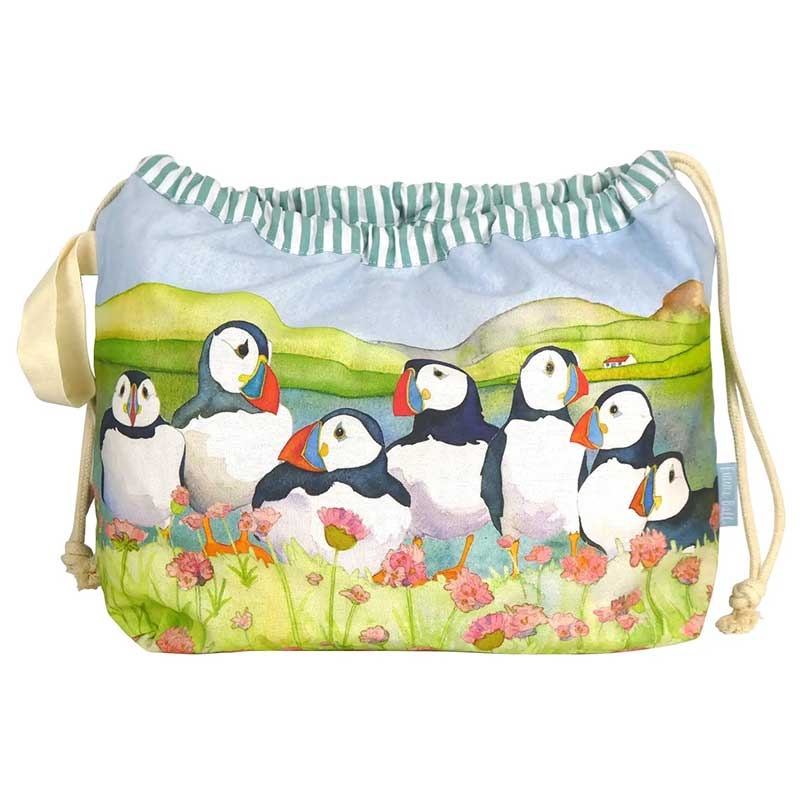 Emma Ball Emma Ball Seathrift Puffins Drawstring Bag