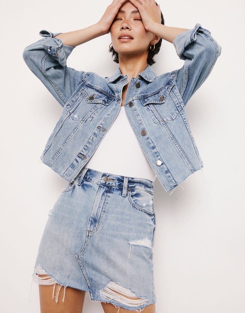 cut off denim skirt