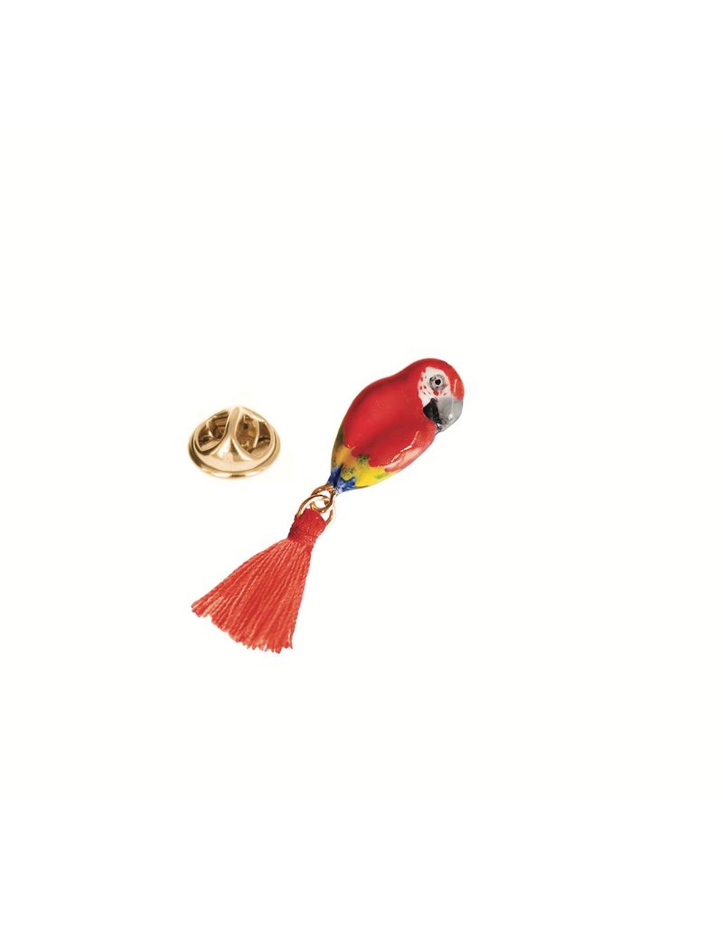 Nach Red parrot with pompom PIN