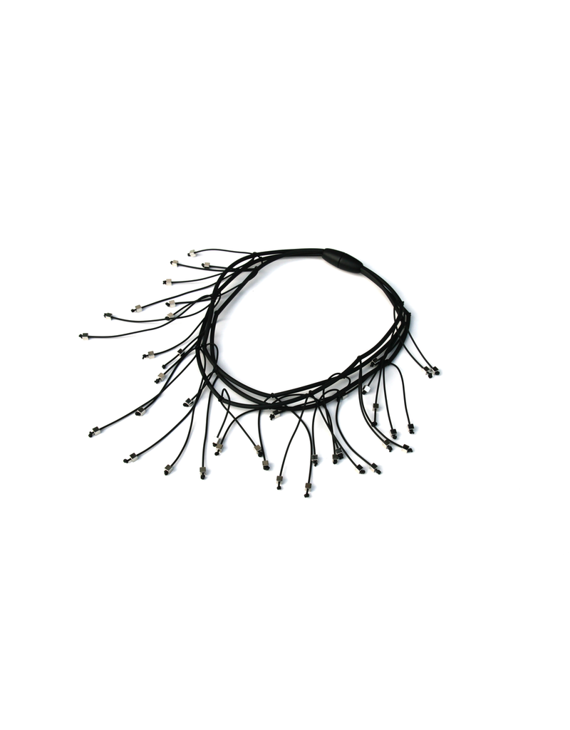 Materia Design LUCE rubber and brass cube pendant shot N