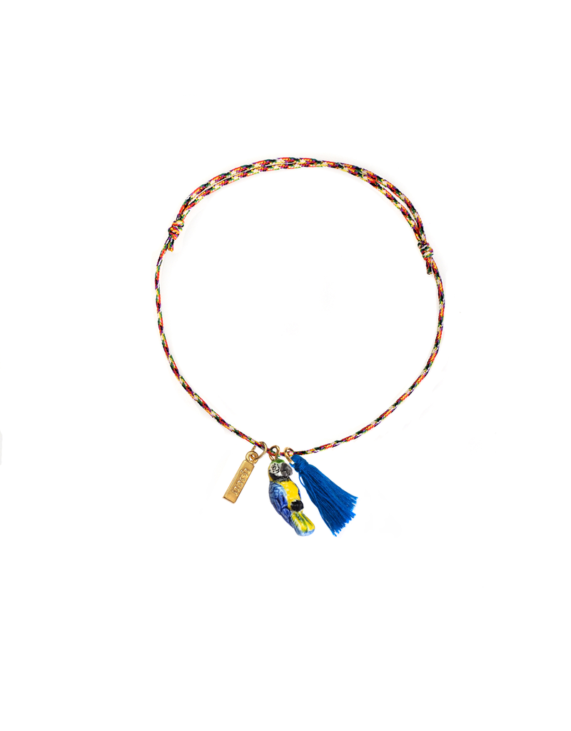 Nach Blue parrot pompom multicolo charm B