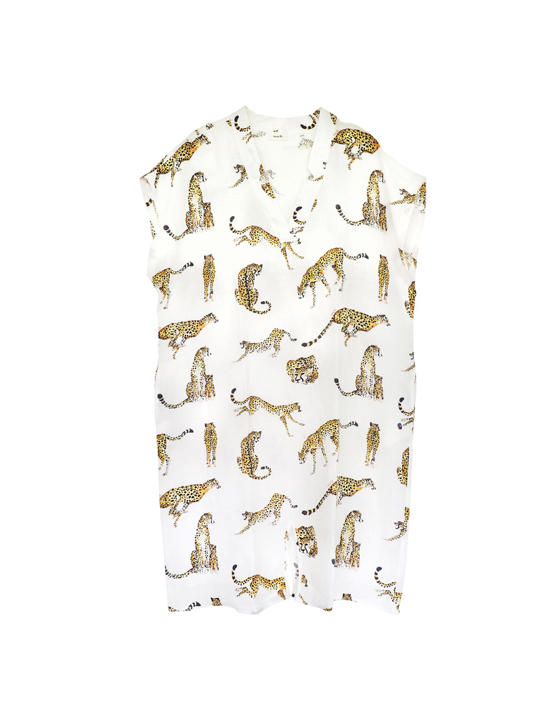 Nach White with leopard DRESS SHIRT