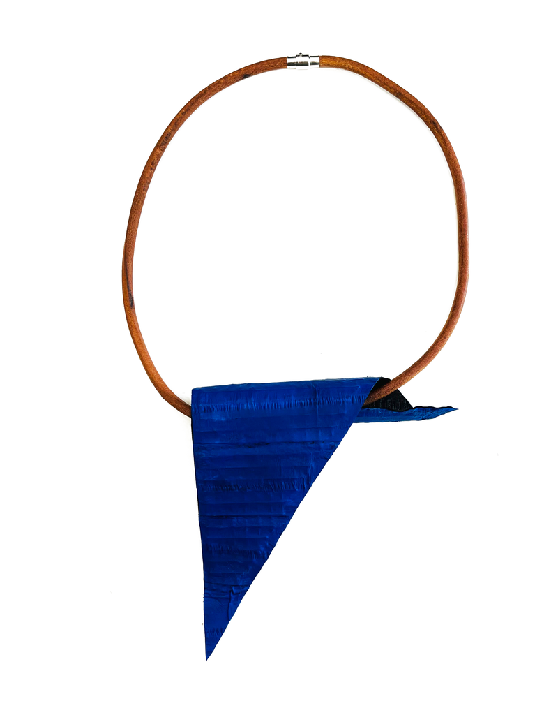 Marija Bajovska Triangle fold two colour eel skin natural leather  N