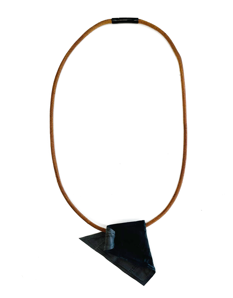 Marija Bajovska Two colour double triangle eel skin natural leather N