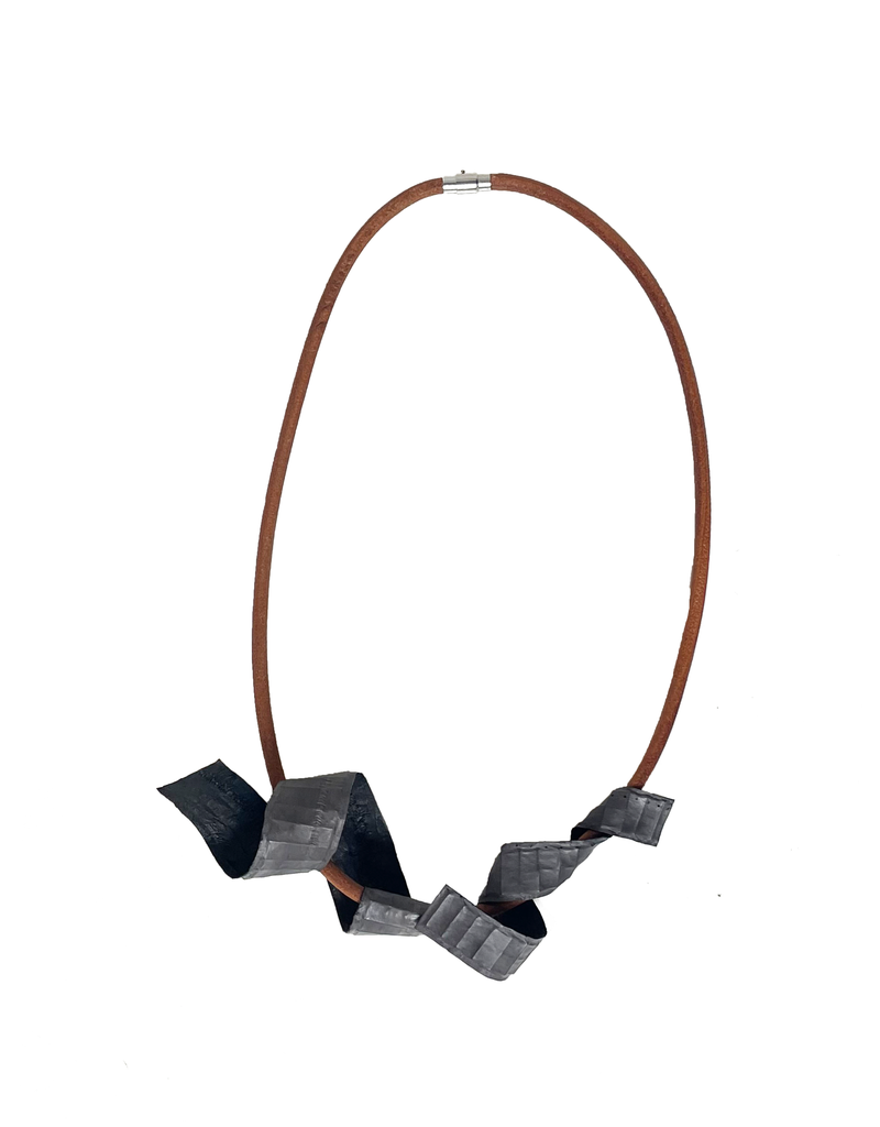 Marija Bajovska Two colour double twist eel skin natural leather N