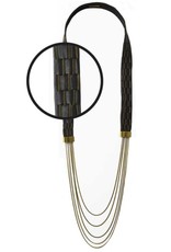 CLARA long leather brass old gold N