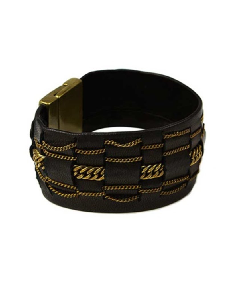CLARA large leather brass old gold B