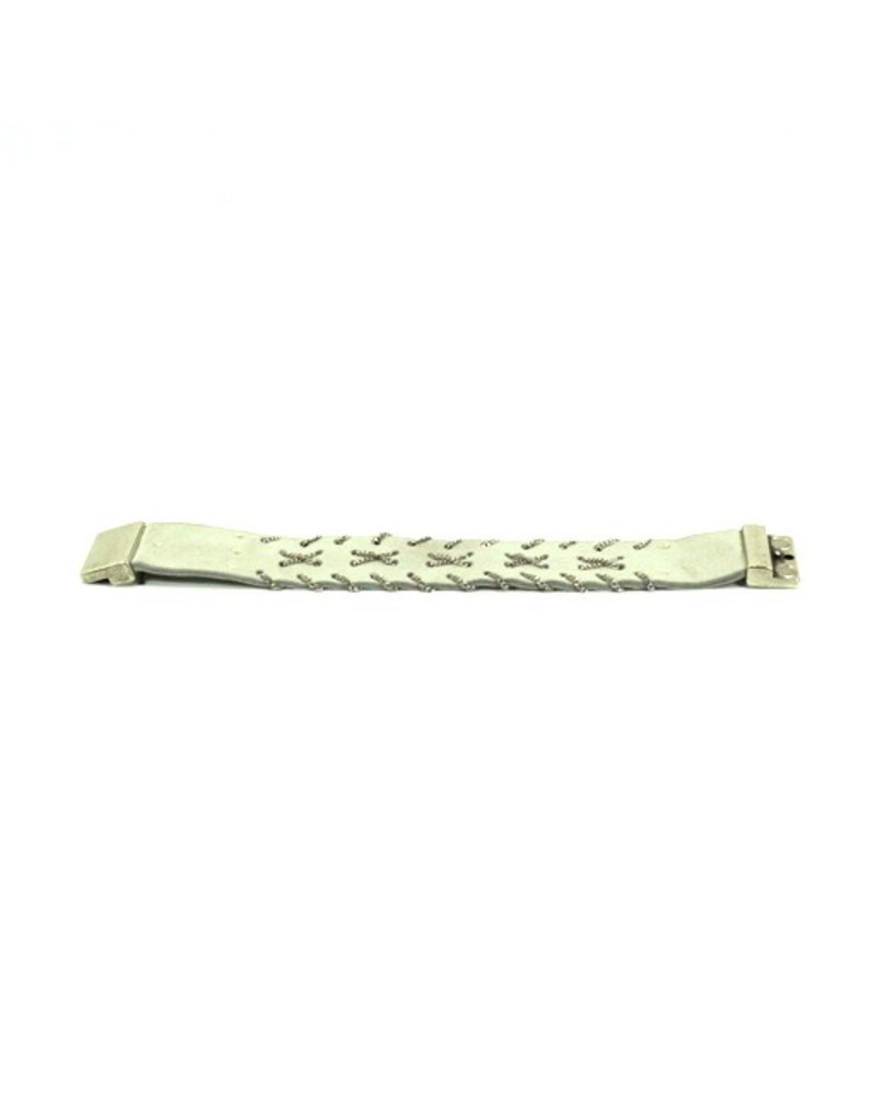 BETTY white leather brass silver B