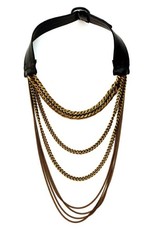 ALIX short multi chain old gold leather N