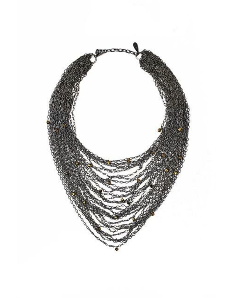 INLE short old silver oval black swarovski N