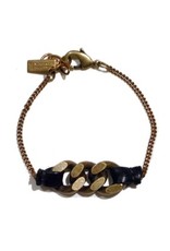 LISE black leather brass old gold chain B