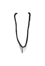 LILOU long leather brass old silver white gold N