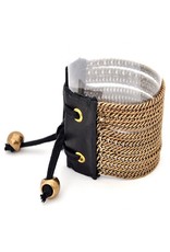 PHILOMENE old gold chain black leather B