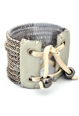 PHILOMENE old silver chain cream leather B