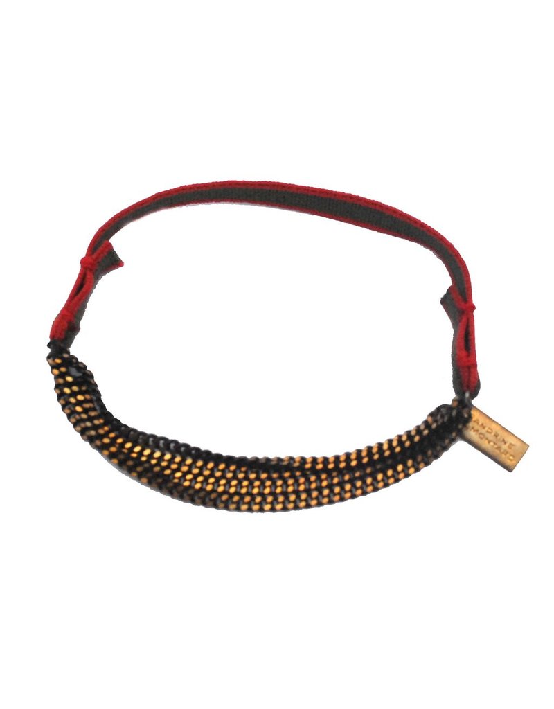 INES brass chain black elastic rouge green B