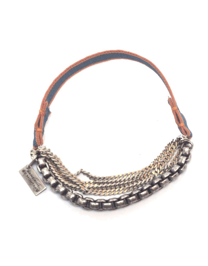 INES brass chain silver white elastic orange blue B