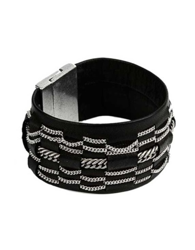 CLARA large leather brass silver B