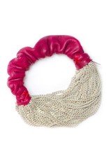 PATNA fuchsia leather brass chain white gold B