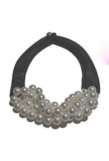 ROSE short leather white glass bead N