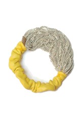 PATNA lime leather brass chain white gold B