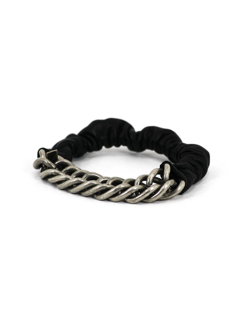 MAYA leather brass chain old silver B