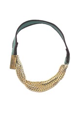 INES brass chain white elastic gold B