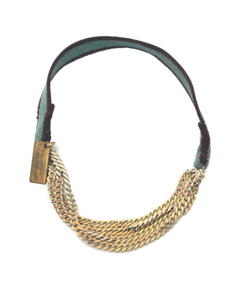 INES brass chain white elastic gold B