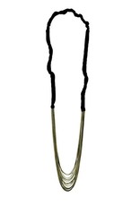 PATNA long leather white gold chain N