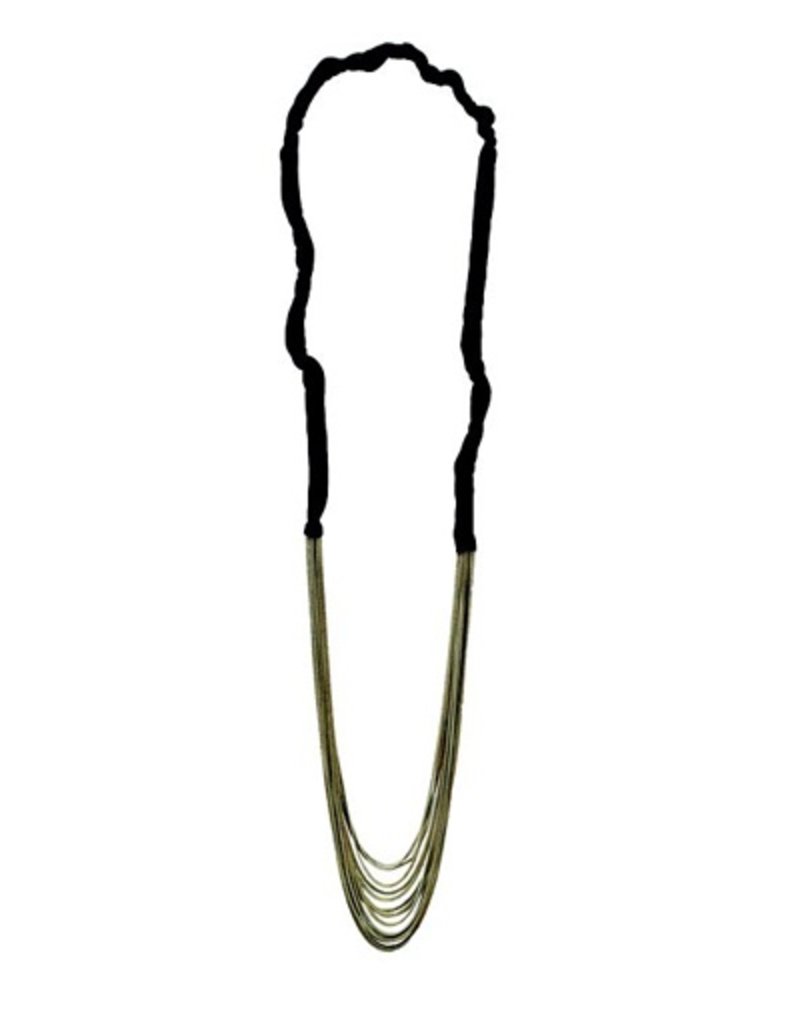 PATNA long leather white gold chain N