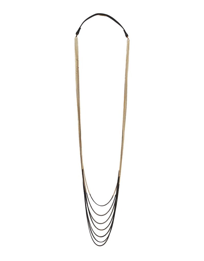 EVA long leather brass bicolor black N