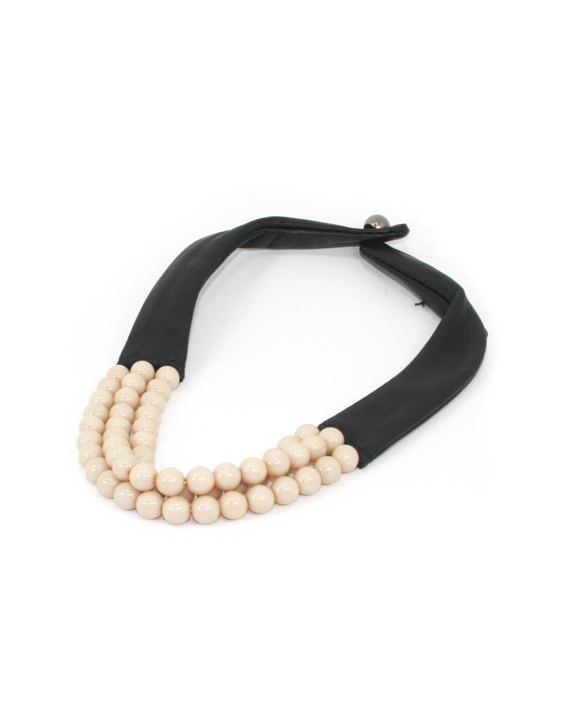 OLIVIA leather cream glass bead N