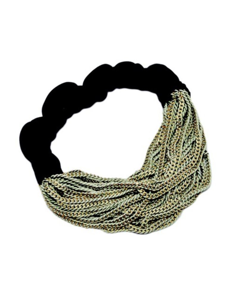 PATNA short leather white gold chain B