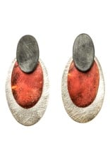 Aines PENDIENTES oval oxi red silver E