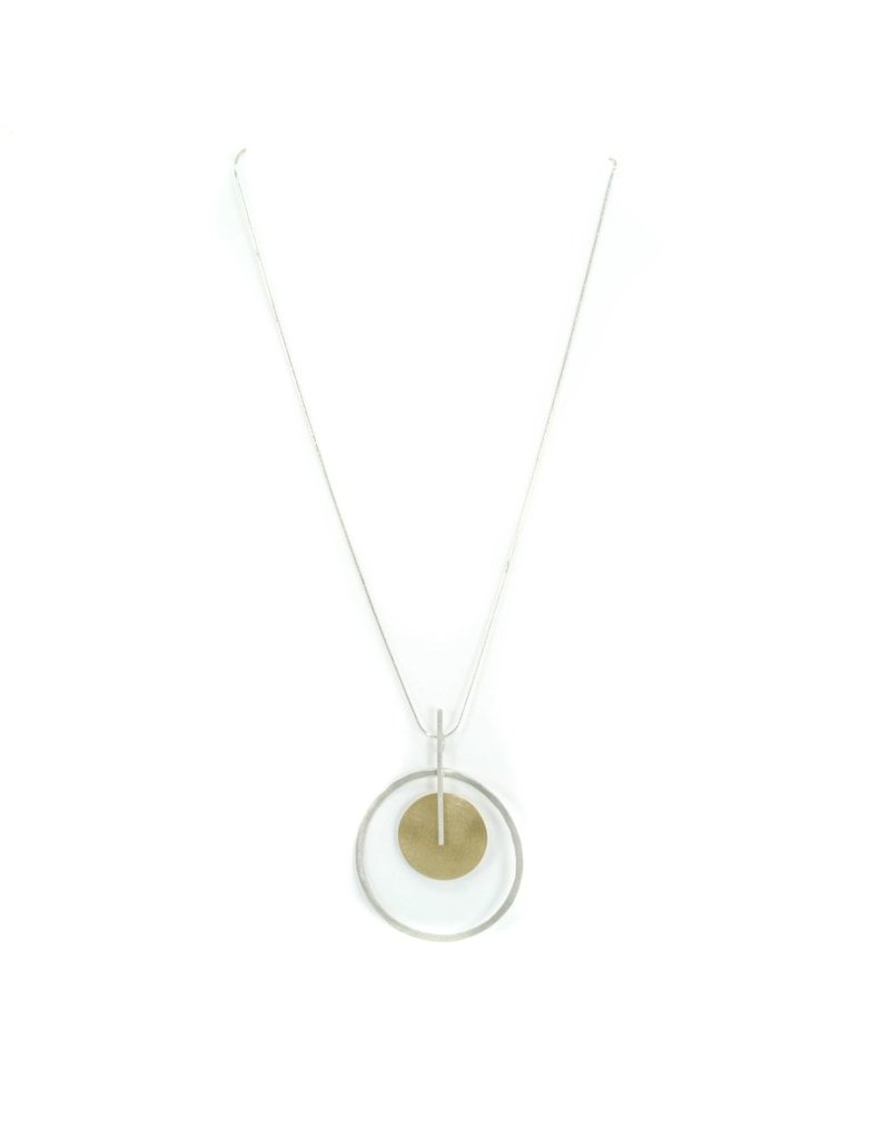 Aines ELIO silver circle gold disck pendant N