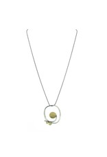 Aines RUEDA irregular silver gold circle pendant N