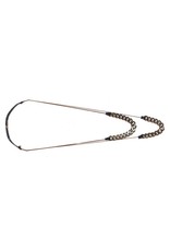 LISE long black leather brass old silver chain N