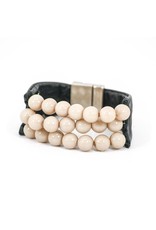 OLIVIA leather cream glass bead B