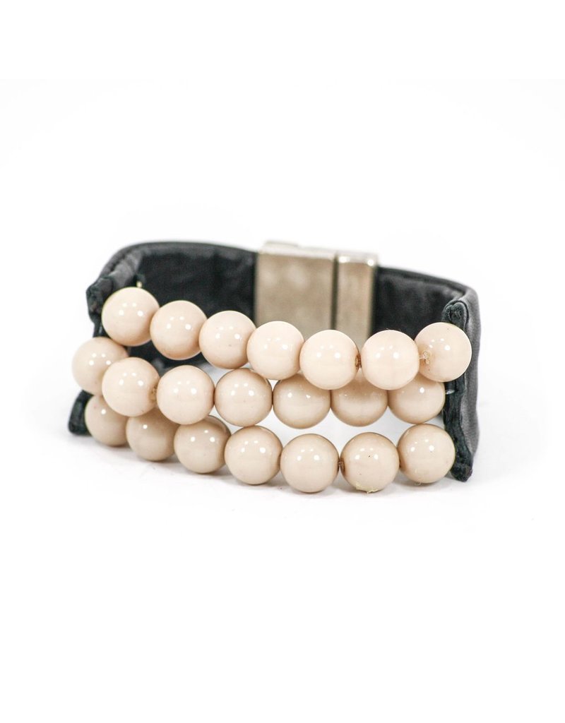 OLIVIA leather cream glass bead B