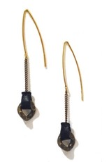 LISE black leather brass old silver chain E