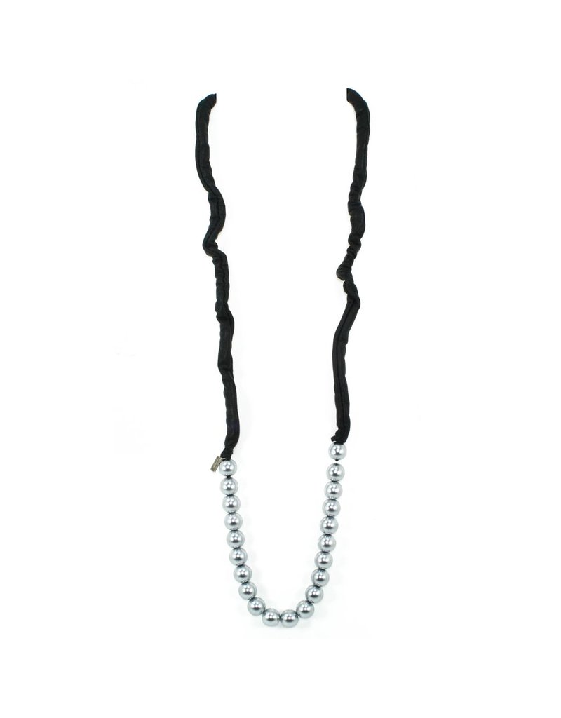 ROSE long leather grey glass bead N