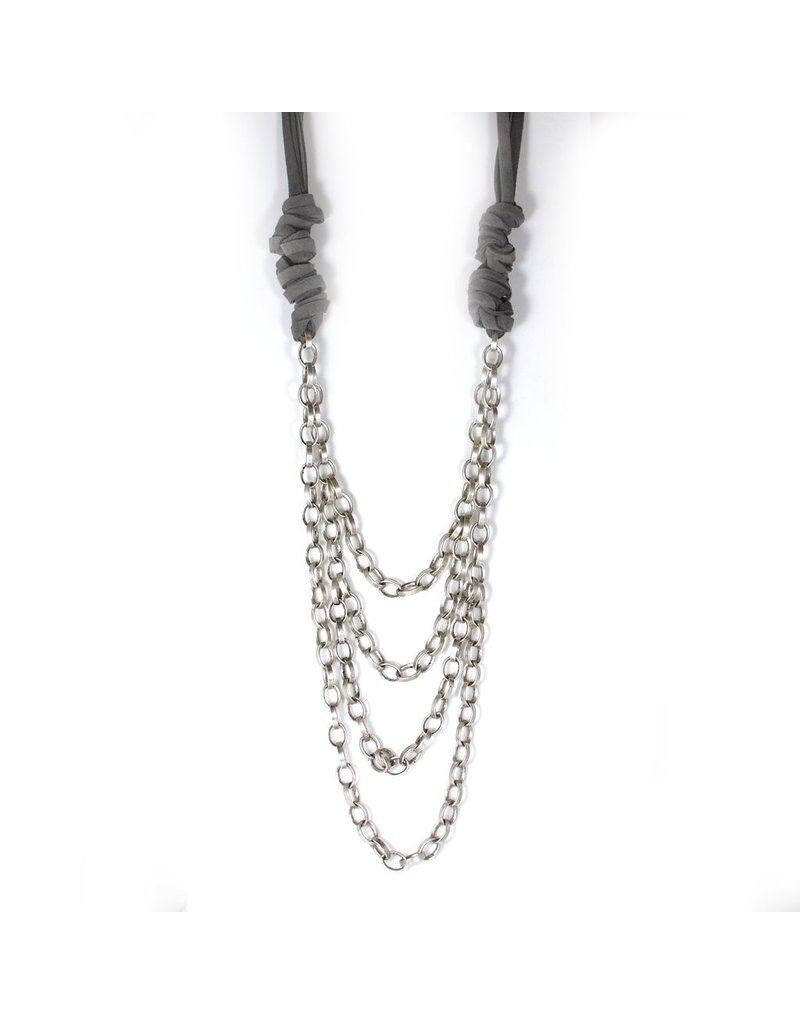 Carme Anglada Chain silver suede long N