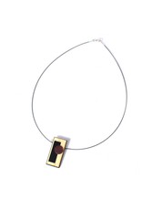 Aines Wood rectangle small silver pendant N