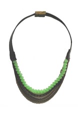 ADELE leather brass green crystal N