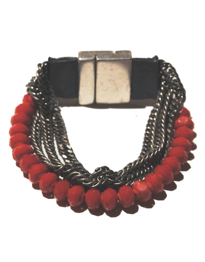 ADELE leather brass orange crystal B