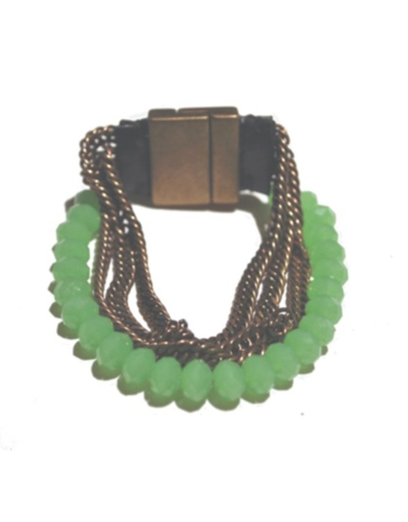 ADELE leather brass green crystal B