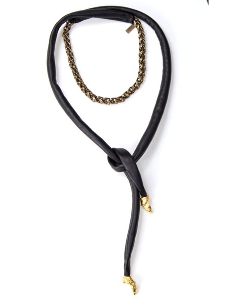 SUGAR leather gold coated knot brass N